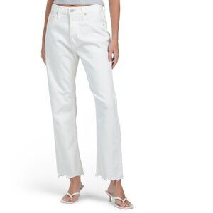 MOUSSY VINTAGE White Made In Japan Aurora Wide Straight Cropped Jeans